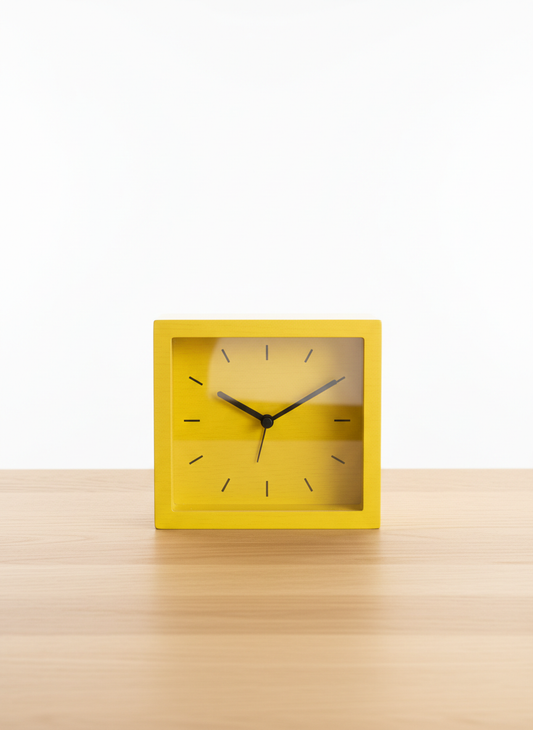 Yellow Wooden Table Clock