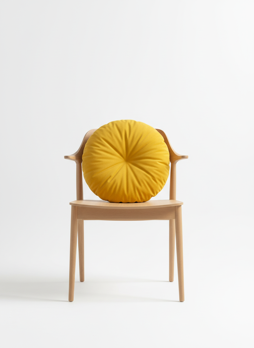 Yellow Round Accent Pillow