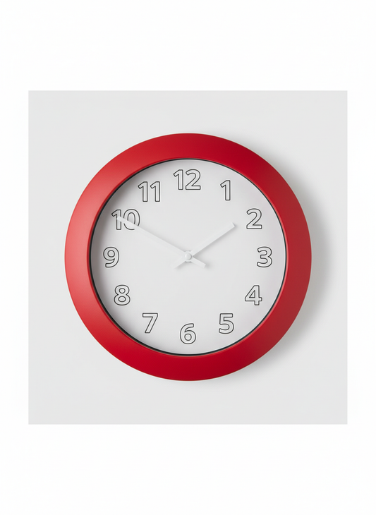 Red Minimalist Round Clock